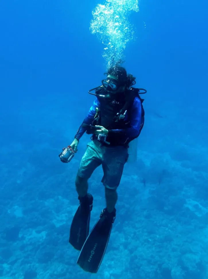 Dr. Sudhanshu Dixit ascending during a scientific dive